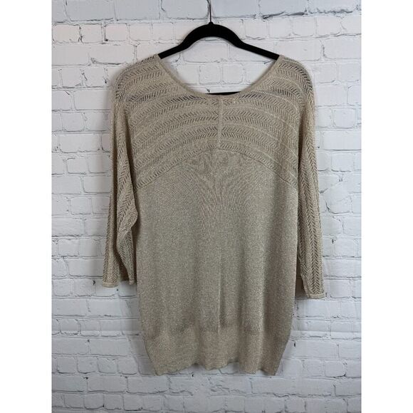 CHICO'S beige gold knit rayon blend sweater pullover size 3 XL - Picture 6 of 6